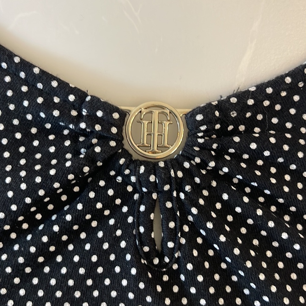 Tommy Hilfiger Blue Polka Dot Top Size Small Petite - Picture 4 of 13